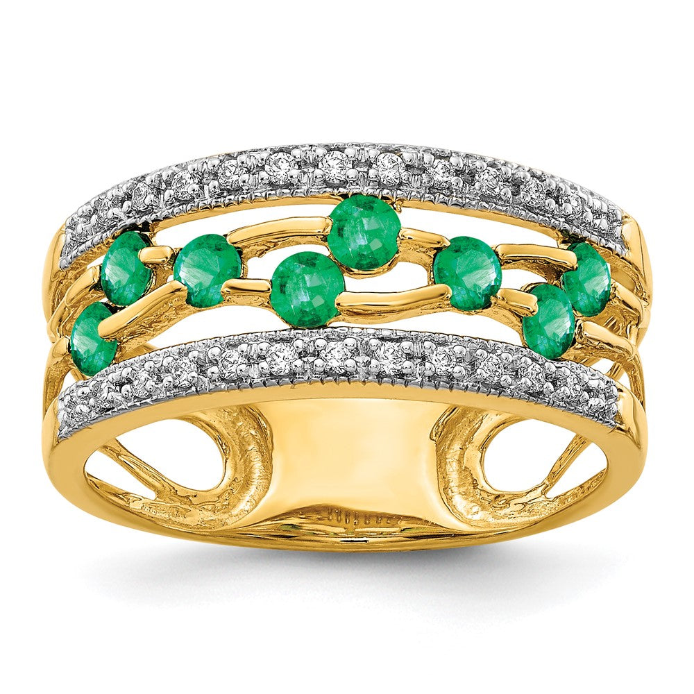 Image of ID 1 14K Yellow Gold Emerald and Real Diamond Ring