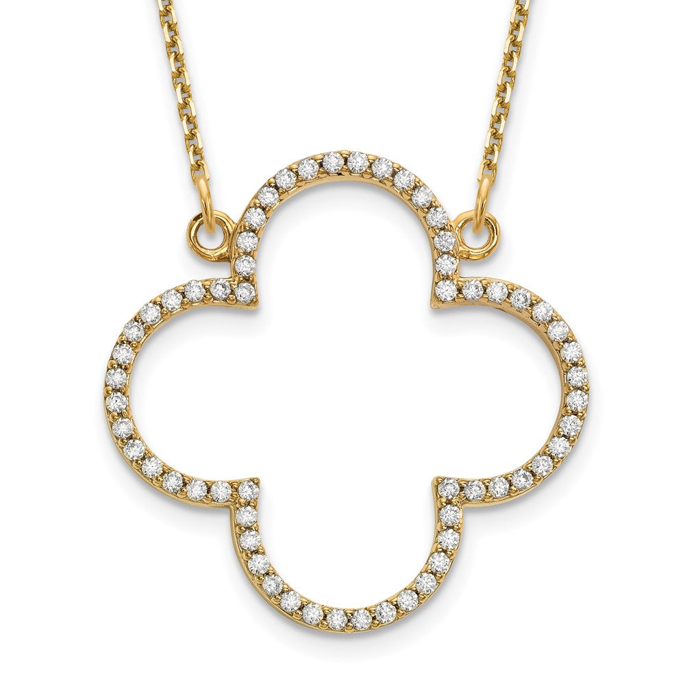 Image of ID 1 14K Yellow Gold Medium Real Diamond Quatrefoil Design Necklace