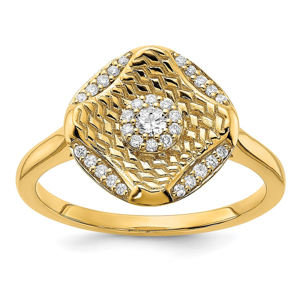 Image of ID 1 14K Yellow Gold Polished Real Diamond Square Weave Ring