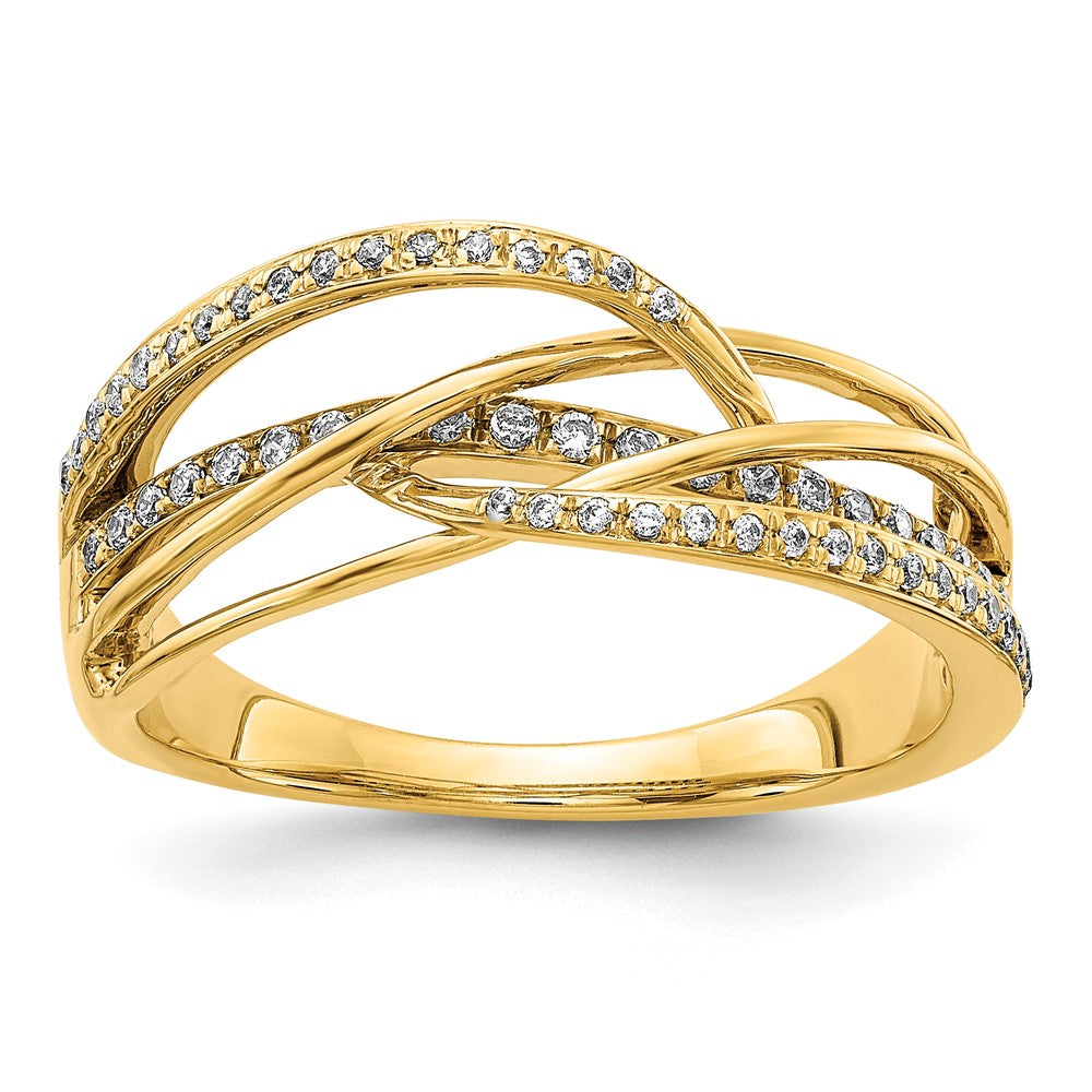Image of ID 1 14K Yellow Gold Real Diamond Swirl Ring