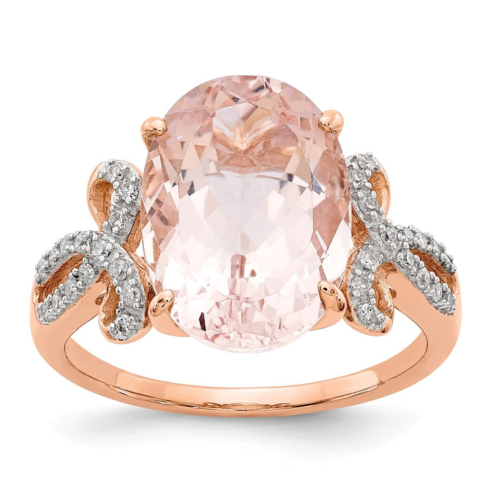 Image of ID 1 14k Rose Gold Diamond and Morganite Oval Ring