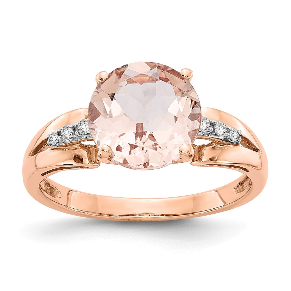 Image of ID 1 14k Rose Gold Diamond and Morganite Round Ring