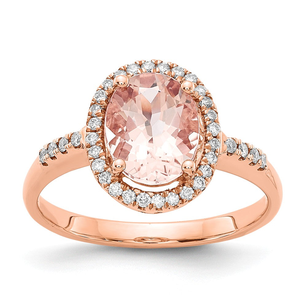 Image of ID 1 14k Rose Gold Morganite & Diamond Ring
