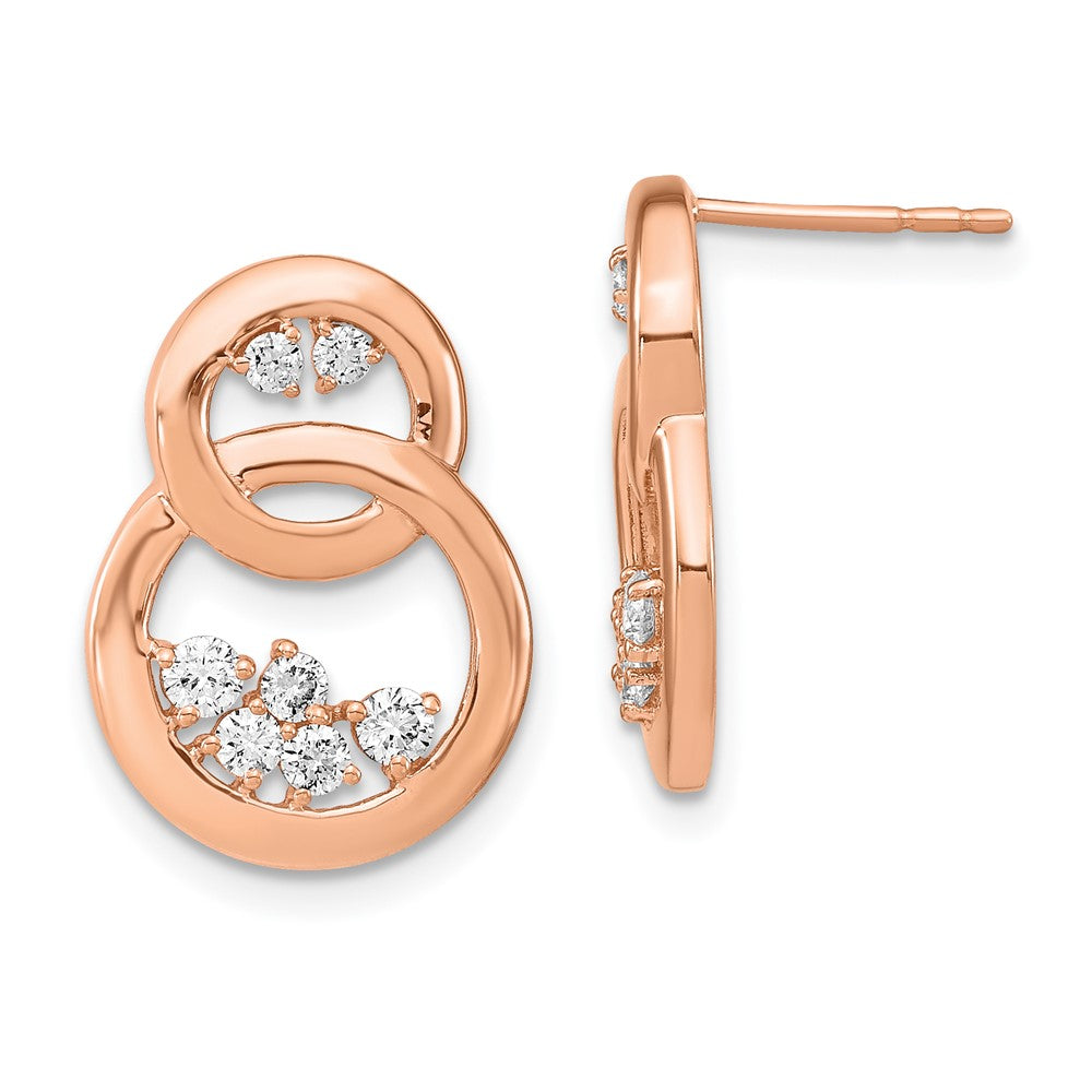 Image of ID 1 14k Rose Gold Polished Real Diamond Double Circle Post Earrings