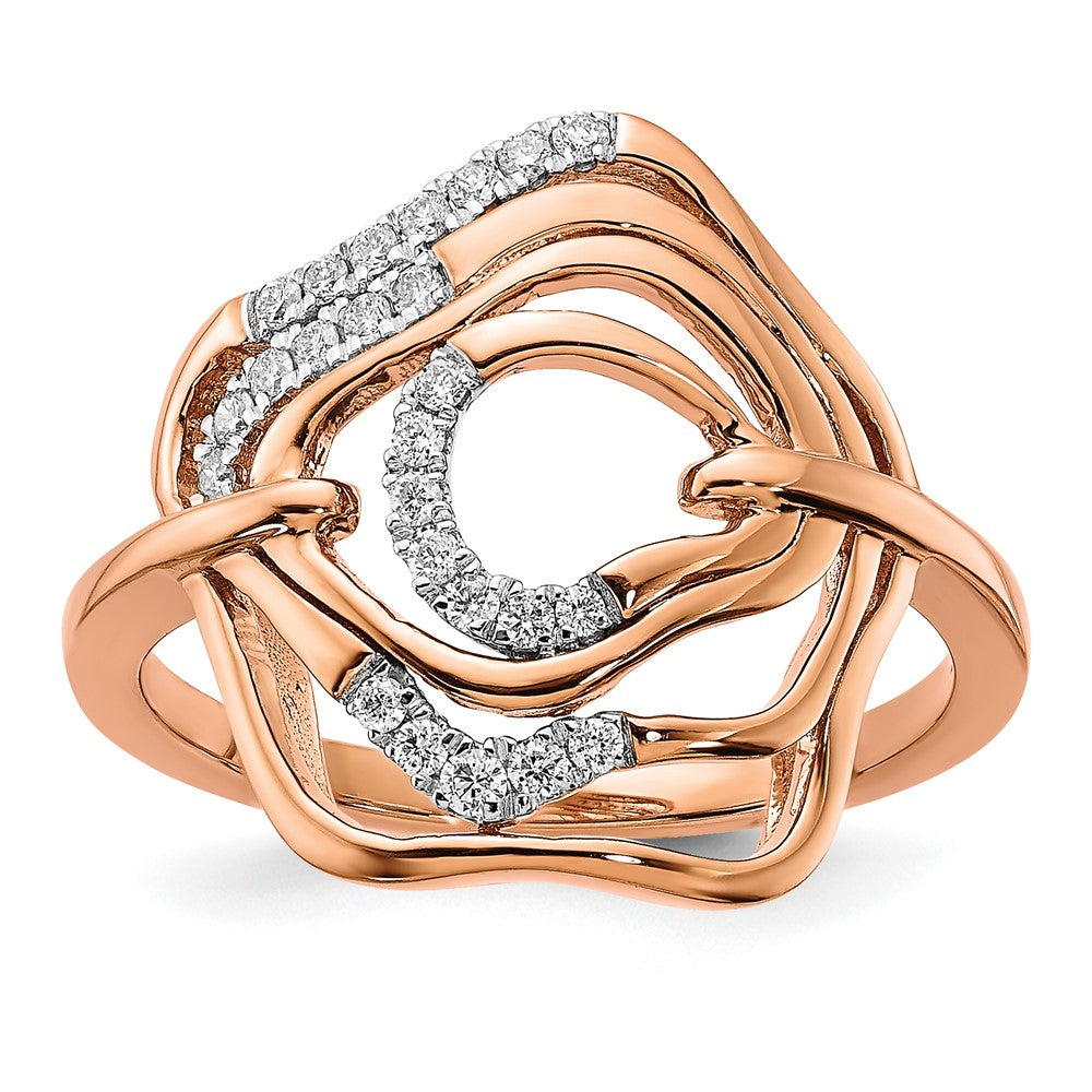 Image of ID 1 14k Rose Gold Polished Real Diamond Fancy Swirl Ring