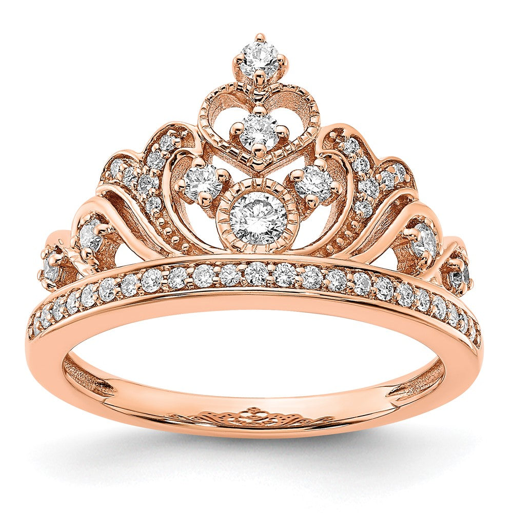 Image of ID 1 14k Rose Gold Polished Real Diamond Tiara Ring