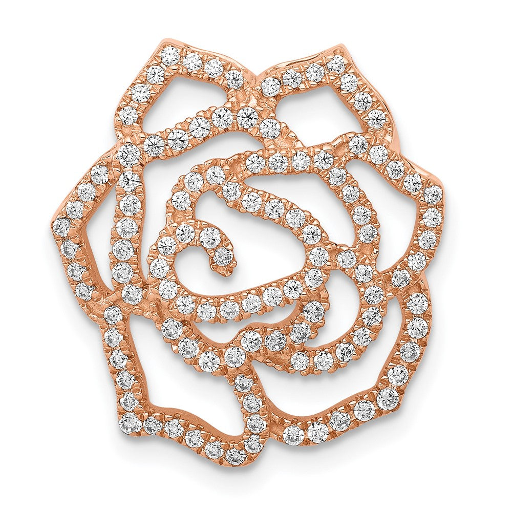 Image of ID 1 14k Rose Gold Real Diamond Fancy Flower Chain Slide