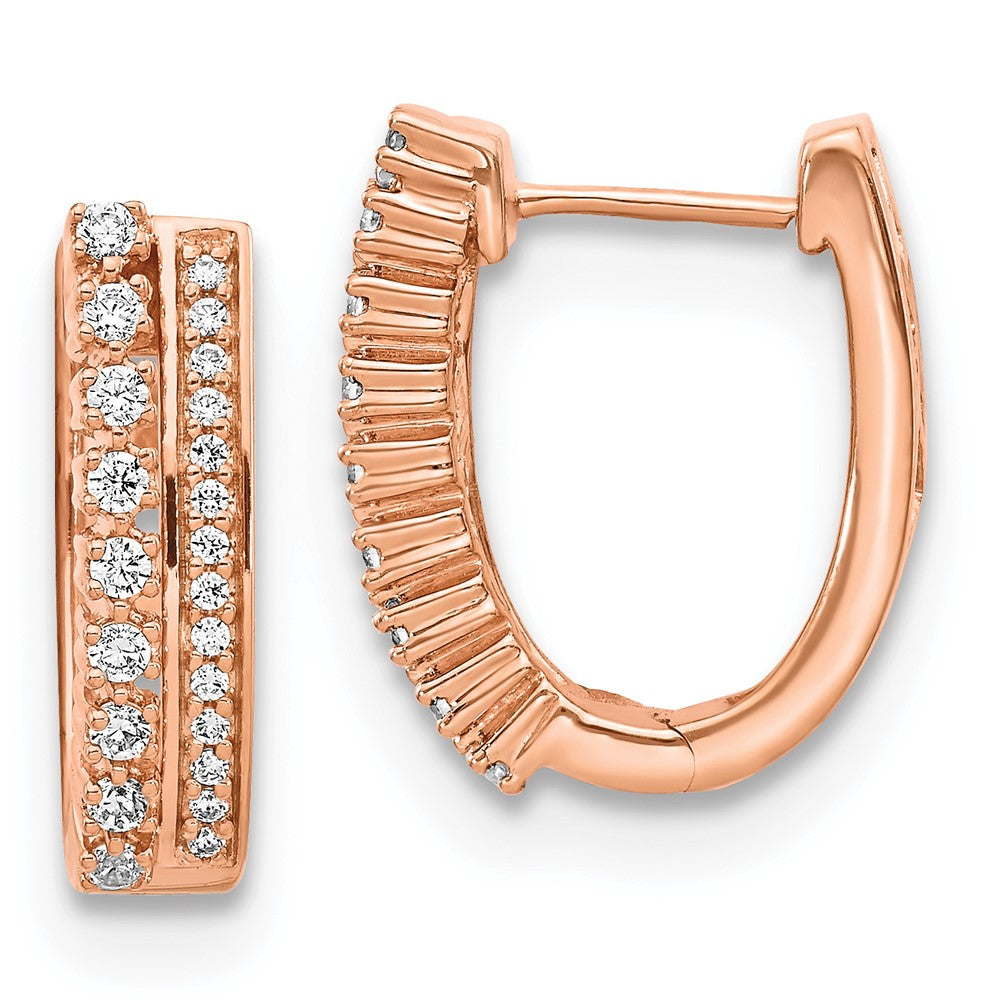 Image of ID 1 14k Rose Gold Real Diamond Fancy Hoop Earrings