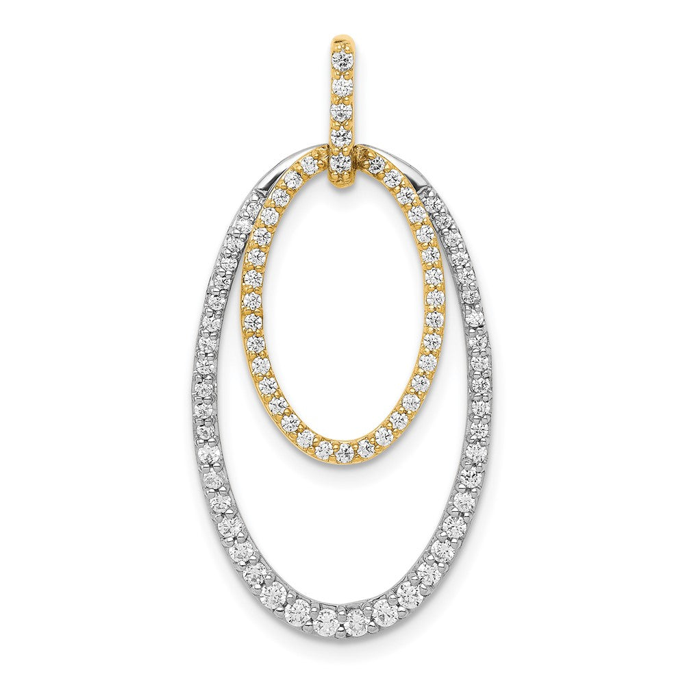 Image of ID 1 14k Two-Tone Gold 1/2ct Real Diamond Double Oval Pendant