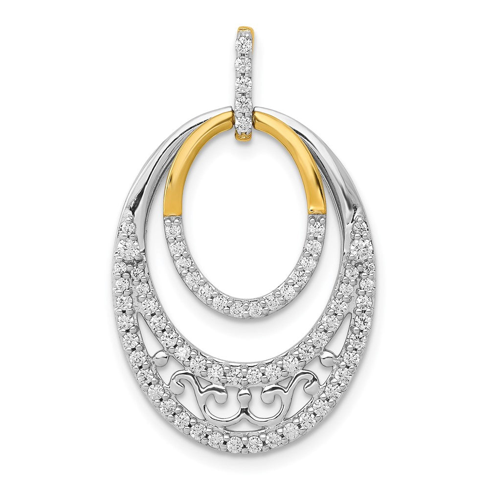 Image of ID 1 14k Two-Tone Gold 1/2ct Real Diamond Fancy Ovals Pendant