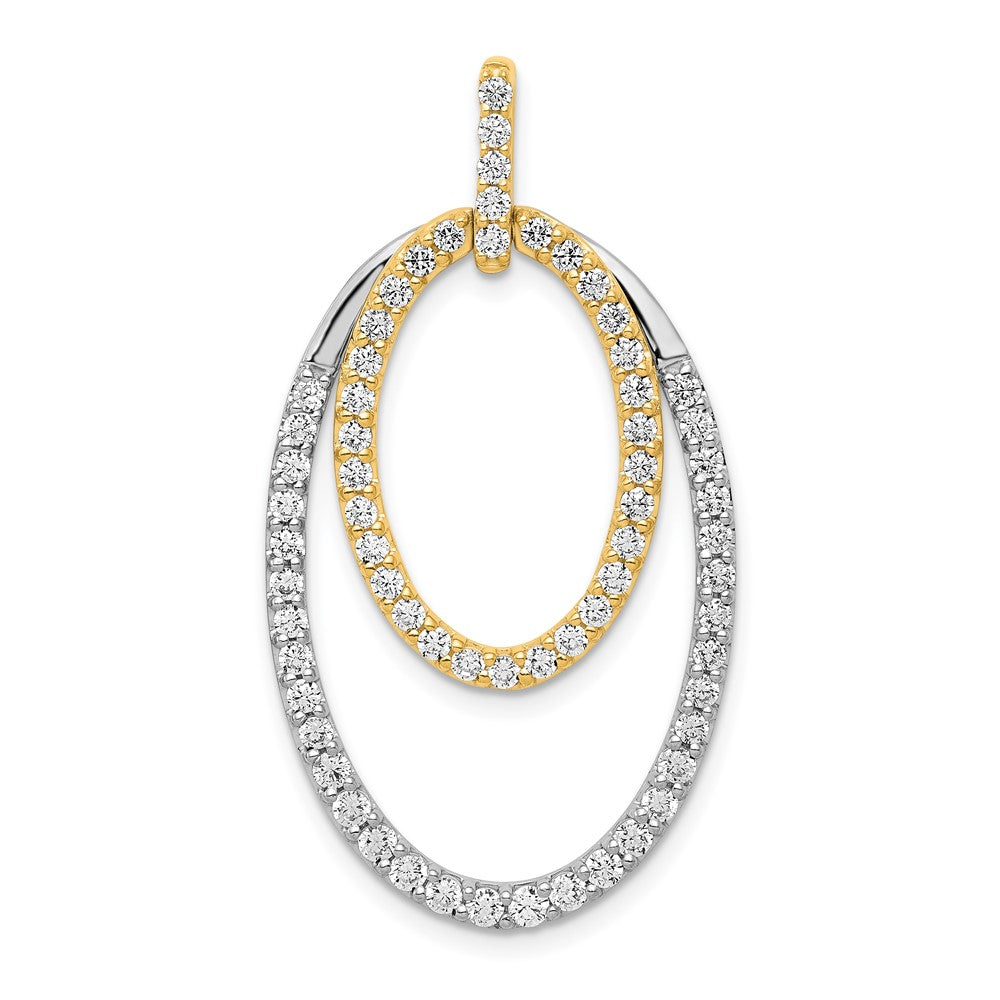 Image of ID 1 14k Two-Tone Gold 1ct Real Diamond Double Oval Pendant