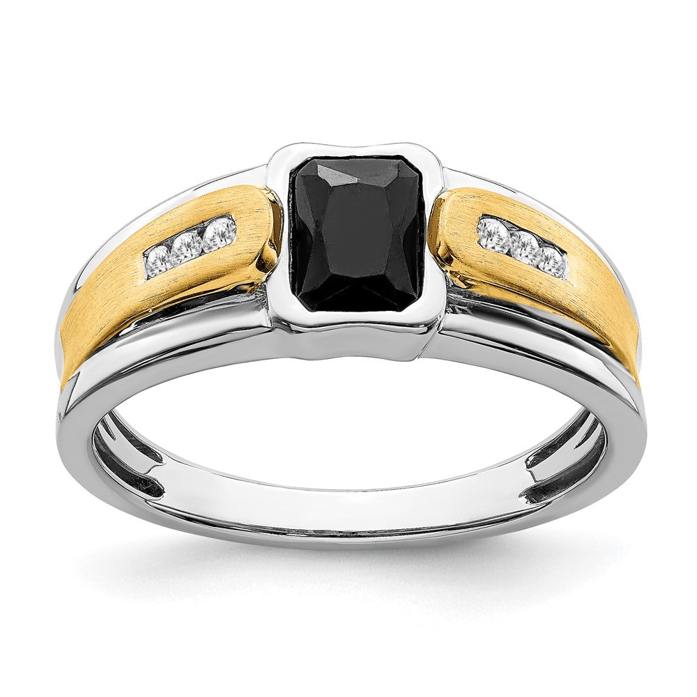 Image of ID 1 14k Two-Tone Gold Onyx and Real Diamond Mens Ring