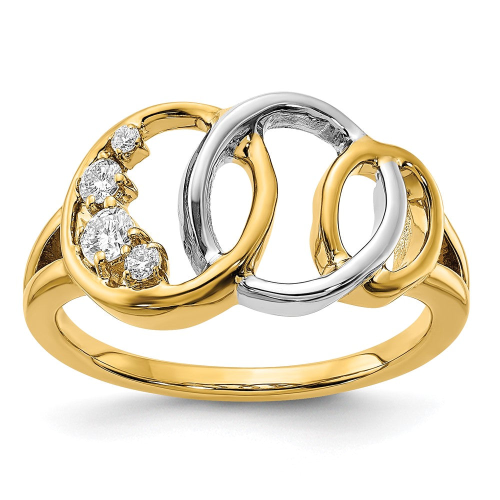 Image of ID 1 14k Two-Tone Gold Polished Real Diamond Triple Circle Ring