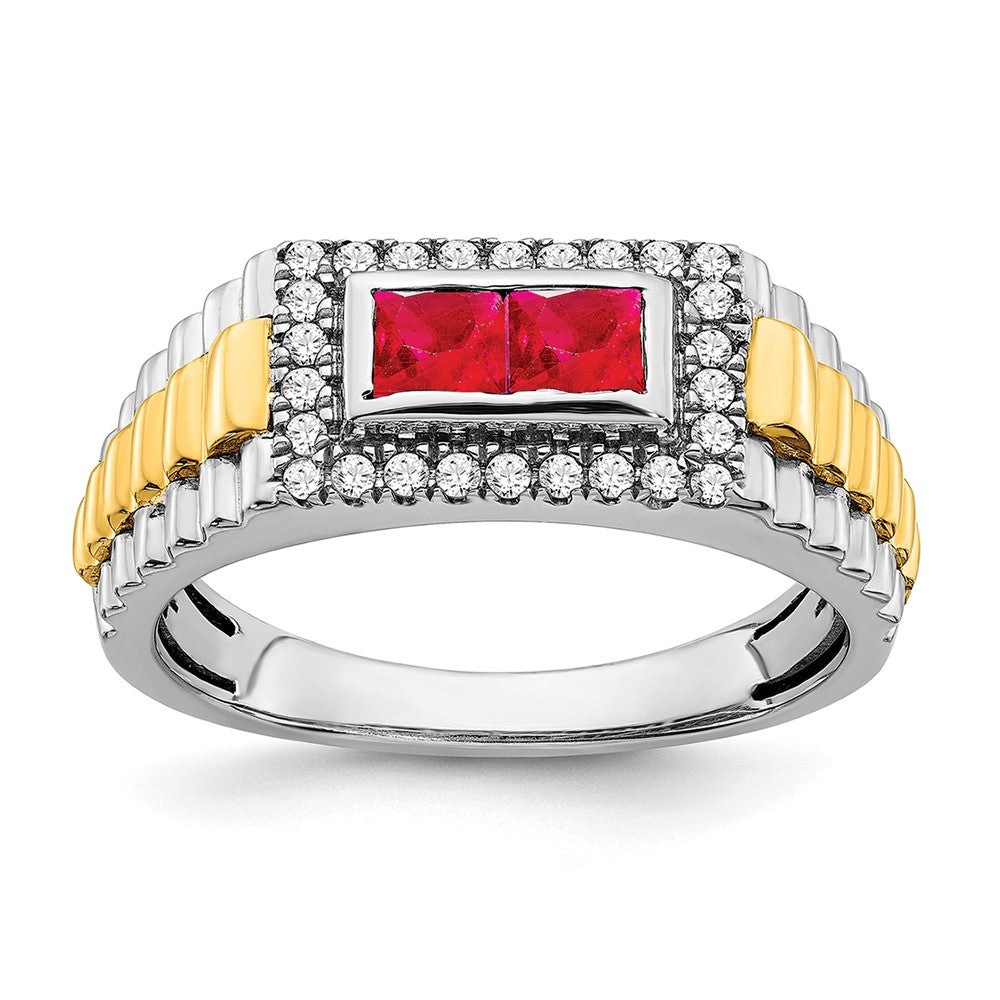 Image of ID 1 14k Two-Tone Gold Ruby and Real Diamond Mens Ring