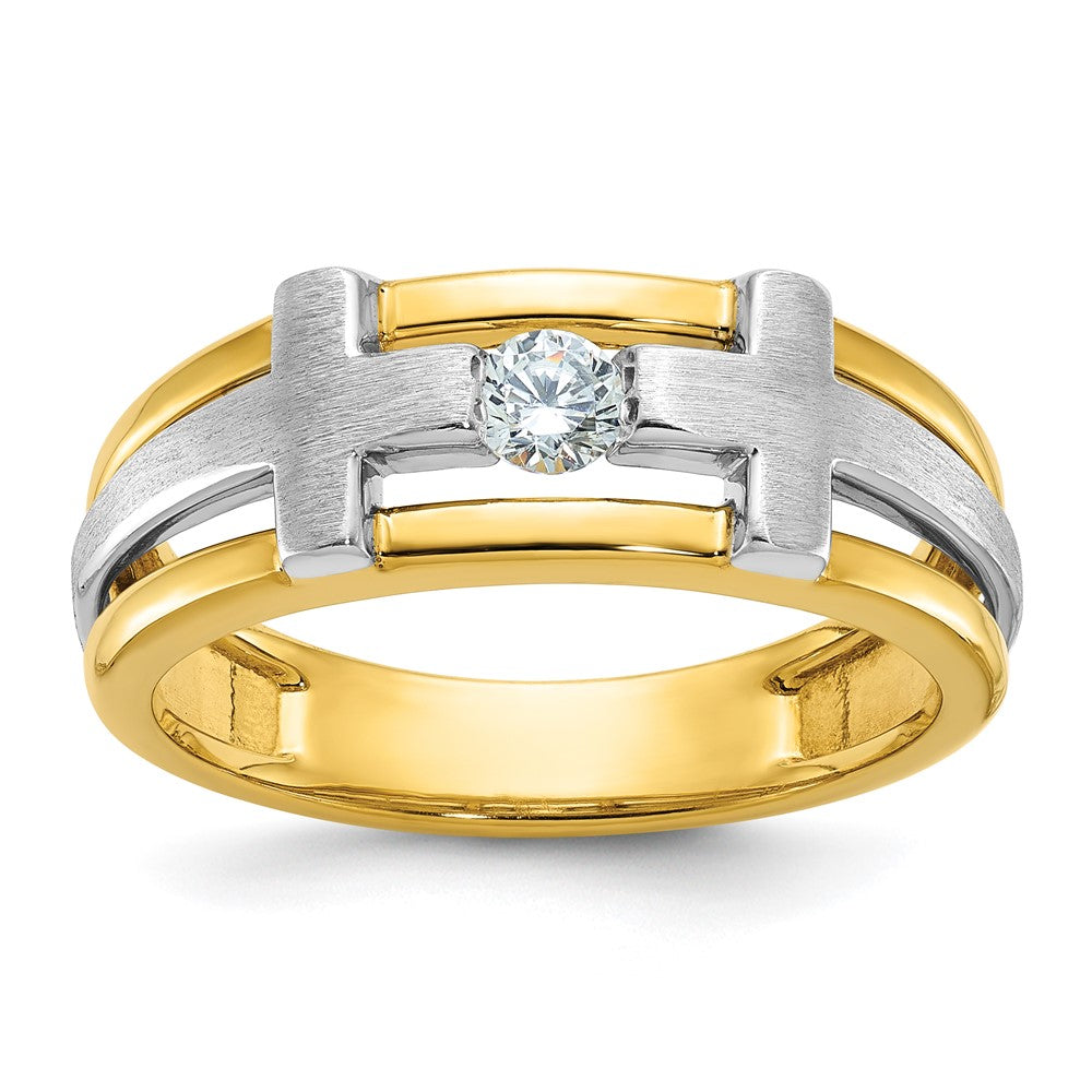 Image of ID 1 14k Two-tone Gold Men's Cross Satin 1/5 carat Diamond Complete Ring