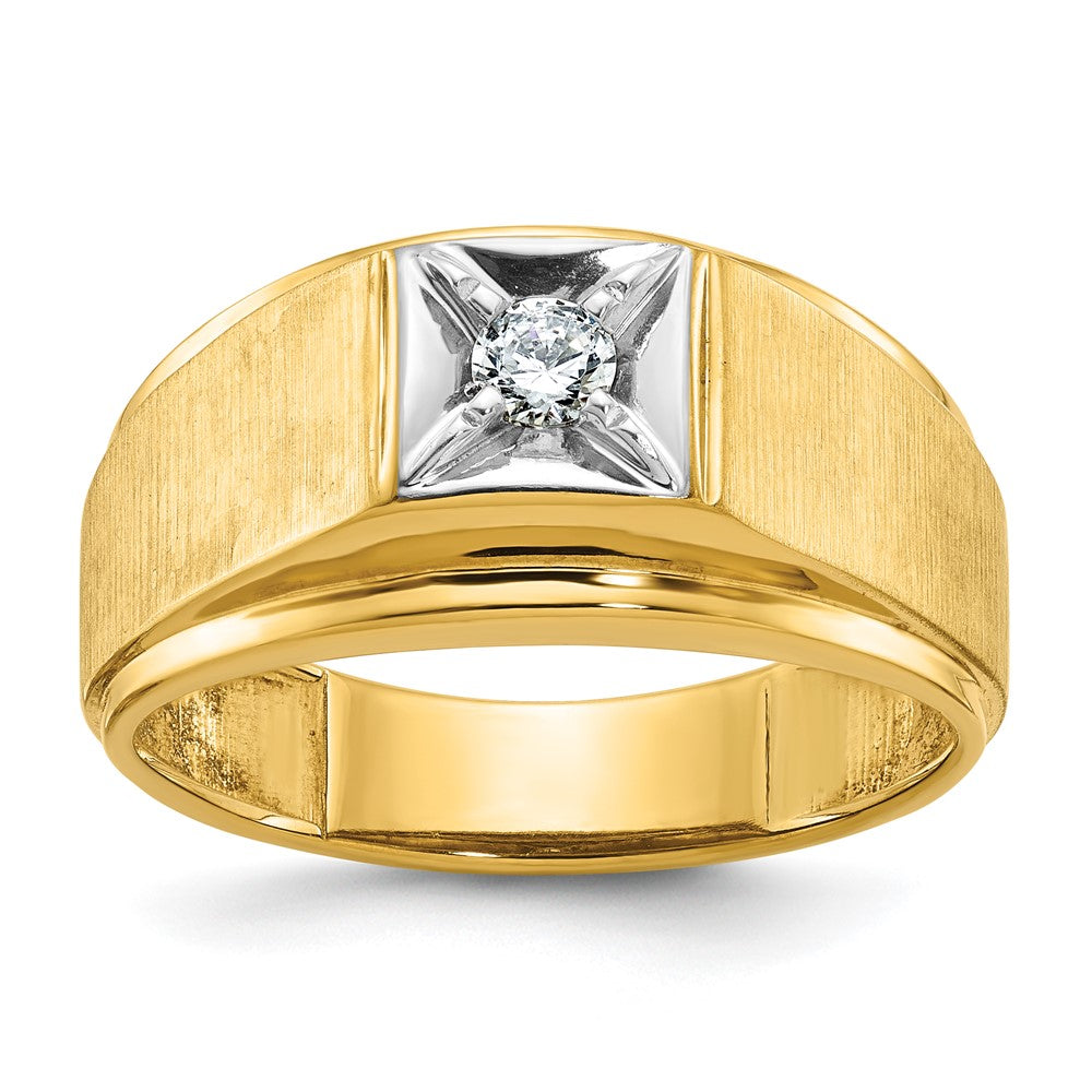 Image of ID 1 14k Two-tone Gold Men's Polished and Satin 1/6 carat Diamond Complete Ring