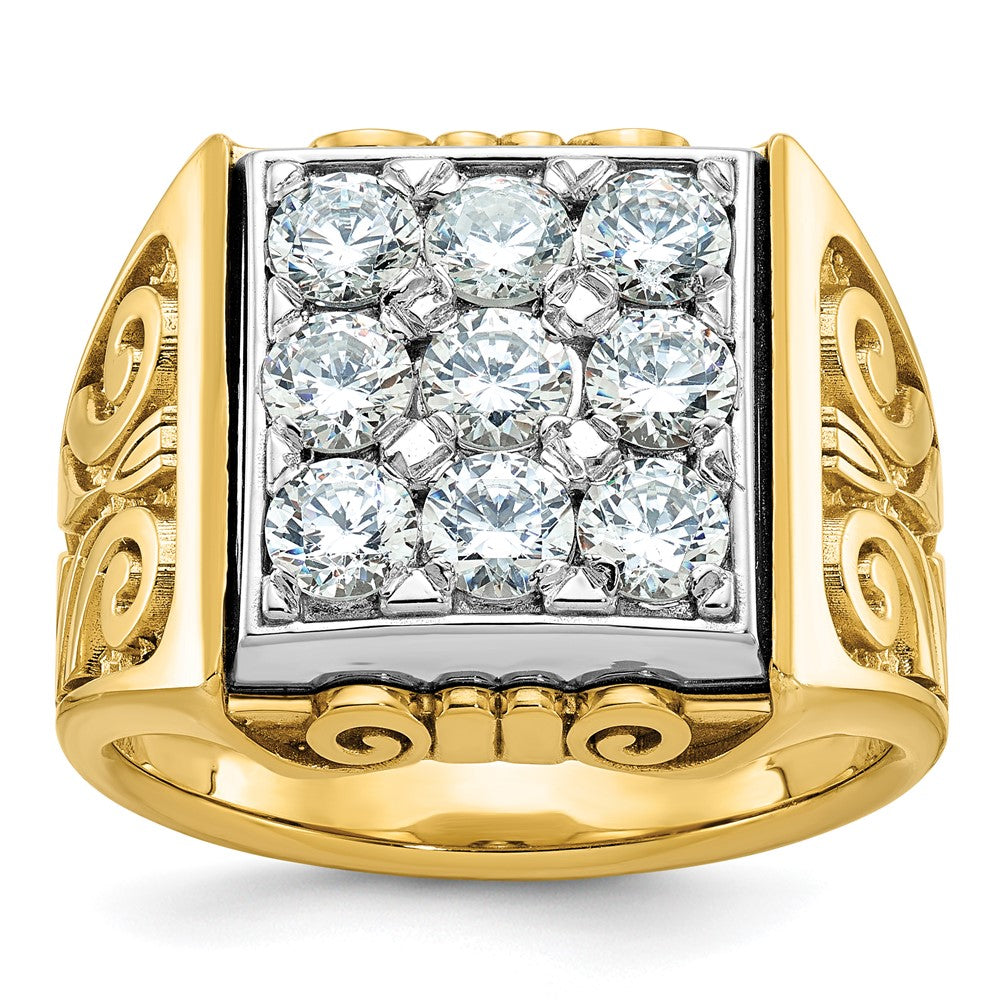 Image of ID 1 14k Two-tone Gold Men's Scroll Design 2 carat Diamond Complete Ring