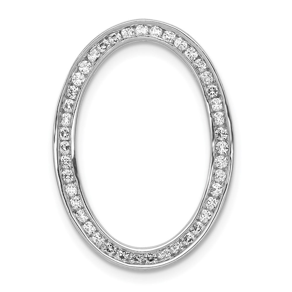 Image of ID 1 14k White Gold 1/2ct Real Diamond Channel Set Oval Chain Slide
