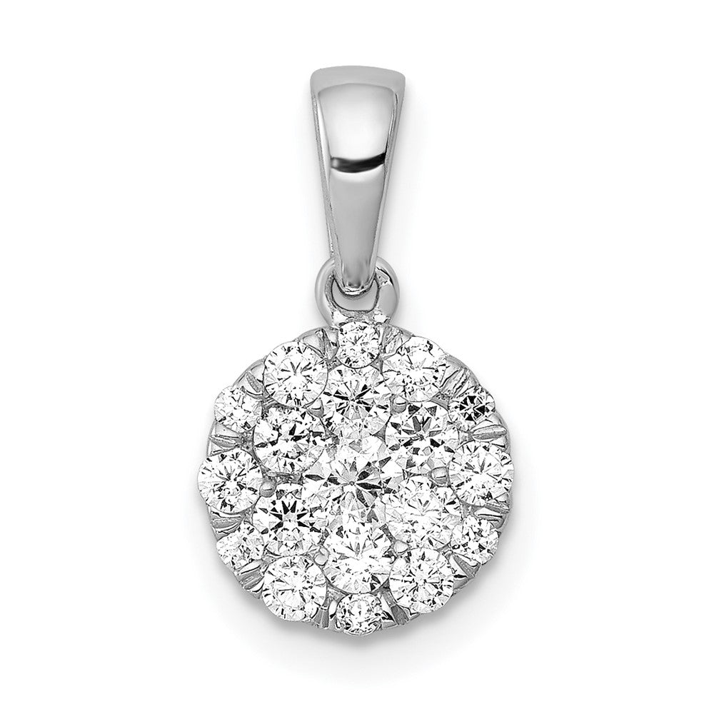 Image of ID 1 14k White Gold 1/2ct Real Diamond Circle Cluster Pendant