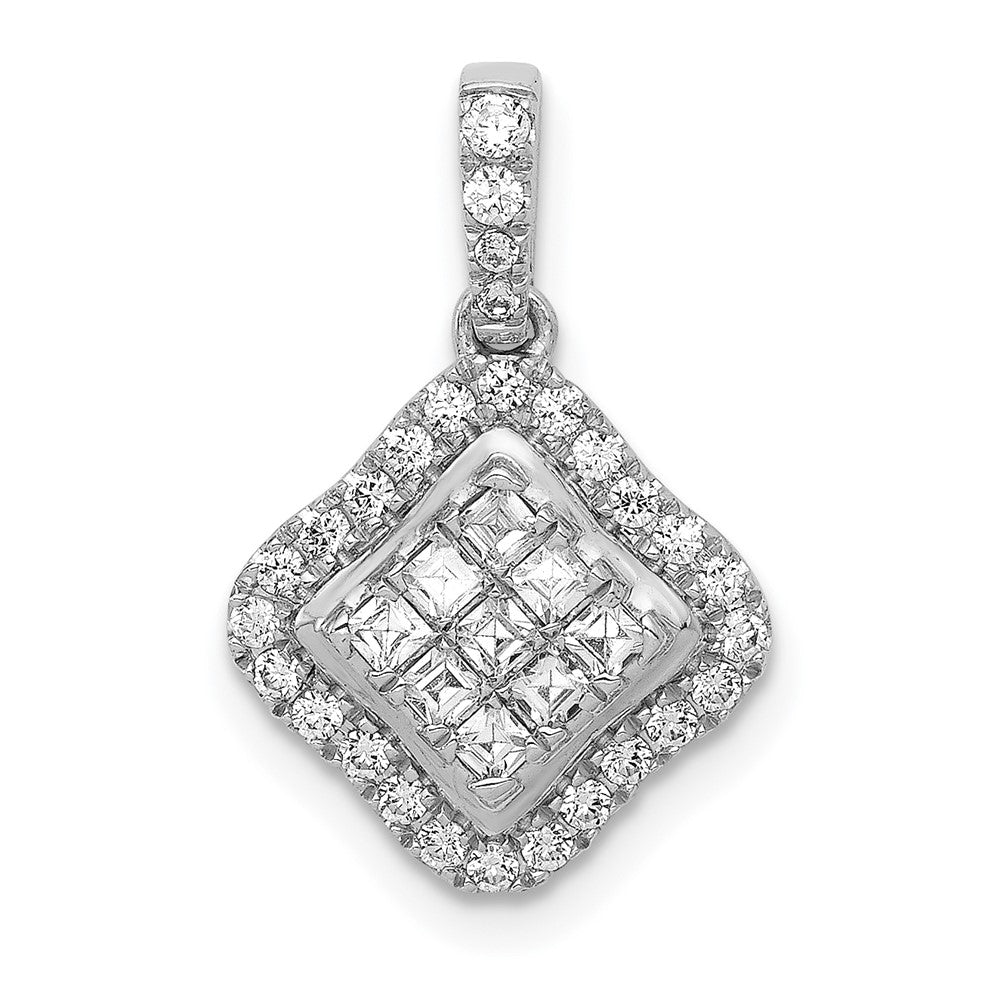 Image of ID 1 14k White Gold 1/2ct Real Diamond Cluster Pendant