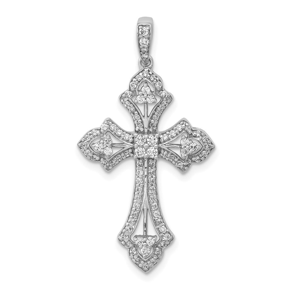 Image of ID 1 14k White Gold 1/2ct Real Diamond Fancy Cross Pendant