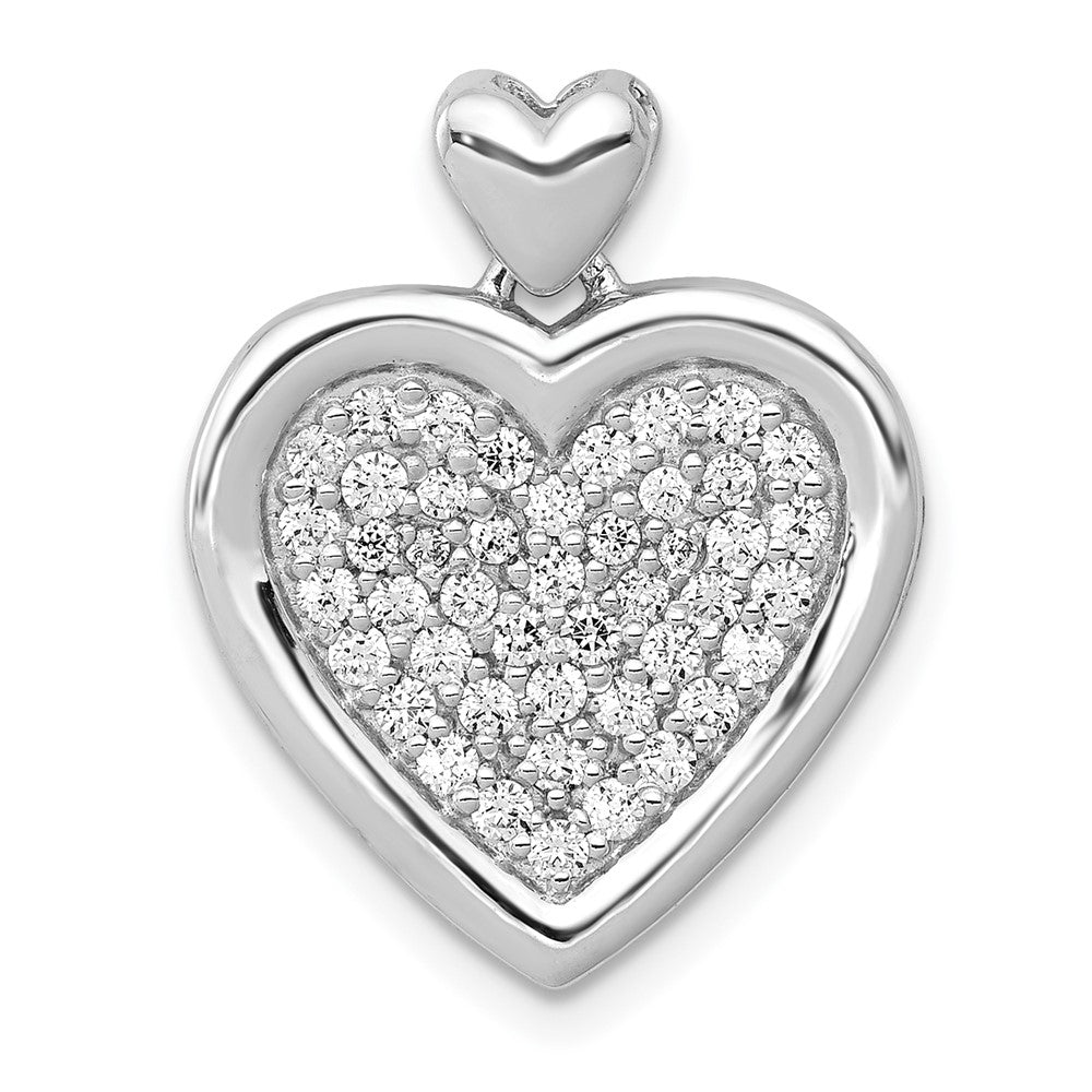 Image of ID 1 14k White Gold 1/2ct Real Diamond Fancy Heart w/ Heart Bail Pendant