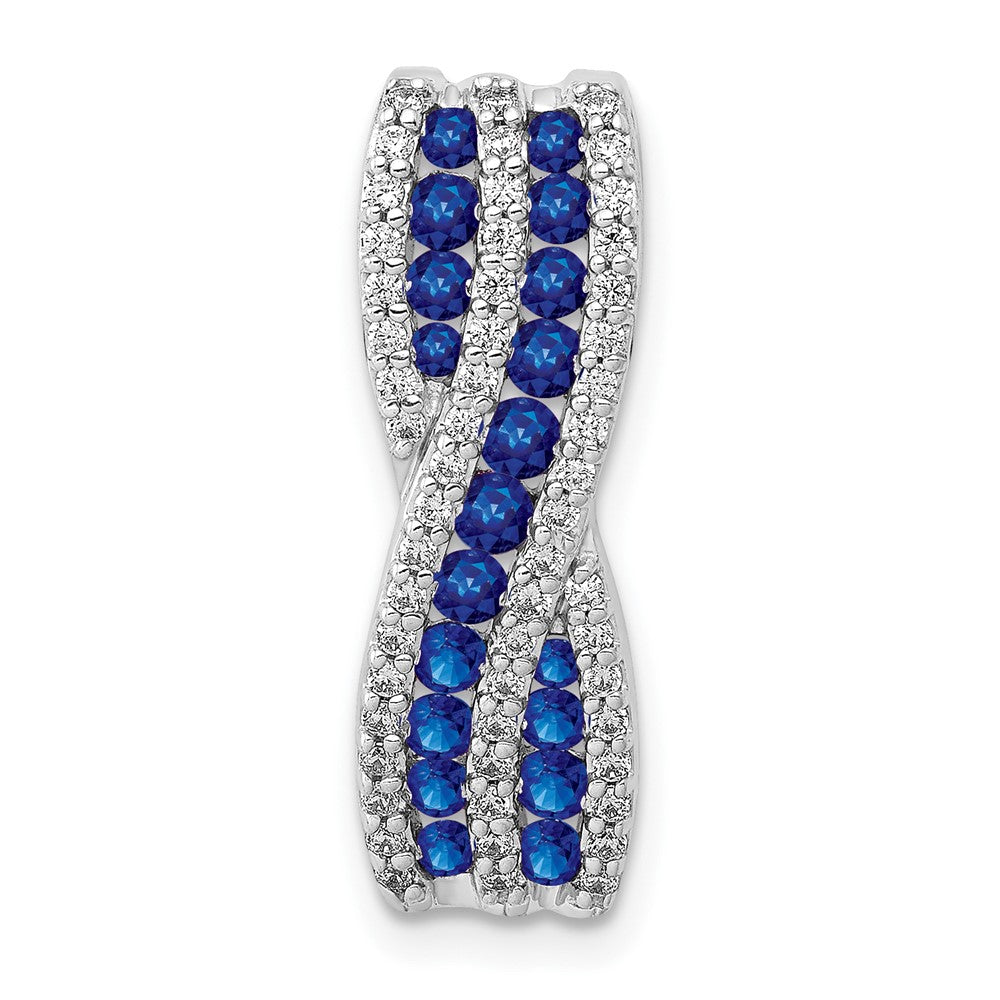 Image of ID 1 14k White Gold 1/3 ct Real Diamond and Sapphire Fancy Twist Chain Slide