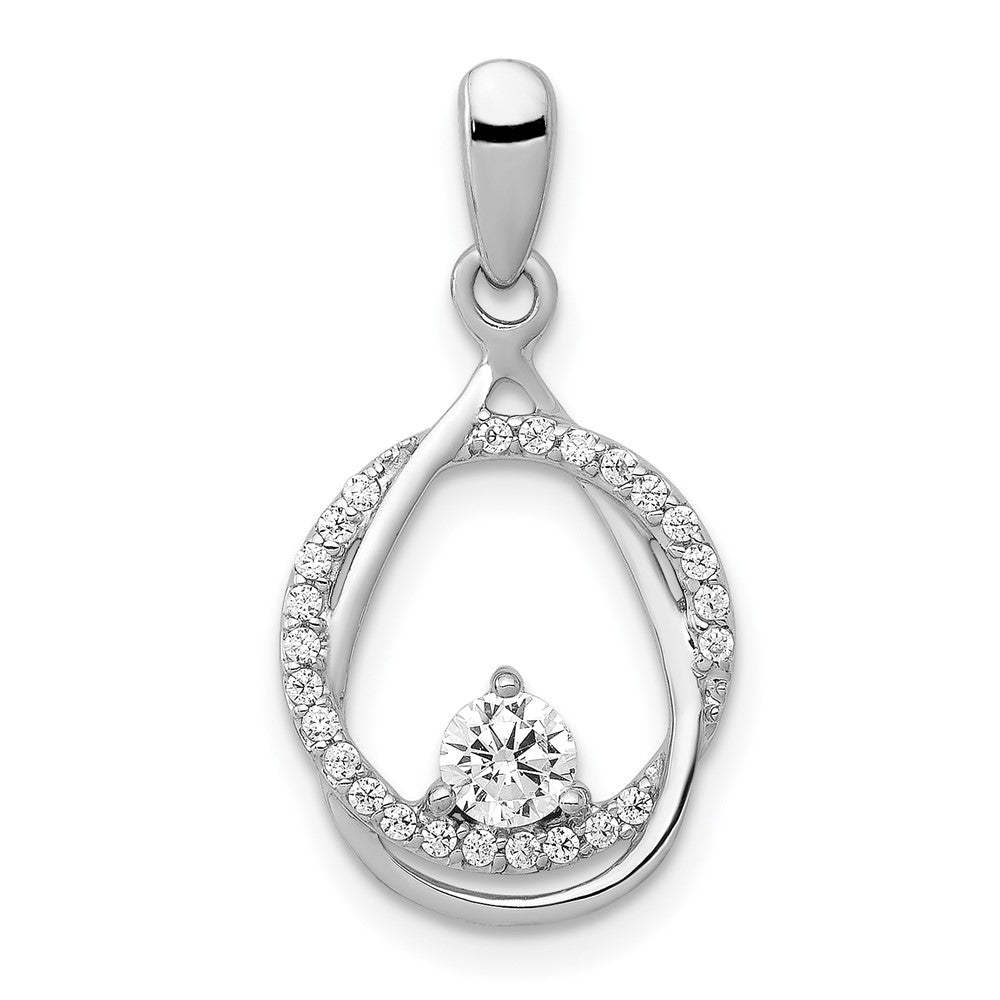 Image of ID 1 14k White Gold 1/3ct Real Diamond Fancy Circle and Teardrop Pendant