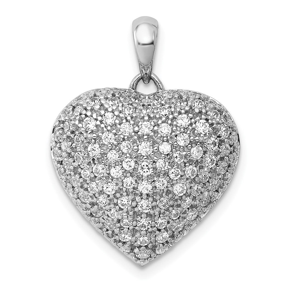 Image of ID 1 14k White Gold 1ct Real Diamond Fancy Heart Pendant