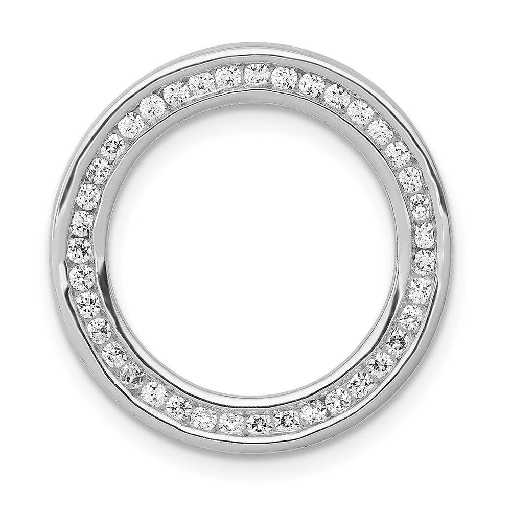 Image of ID 1 14k White Gold 3/8ct Real Diamond Channel Set Large Circle Chain Slide