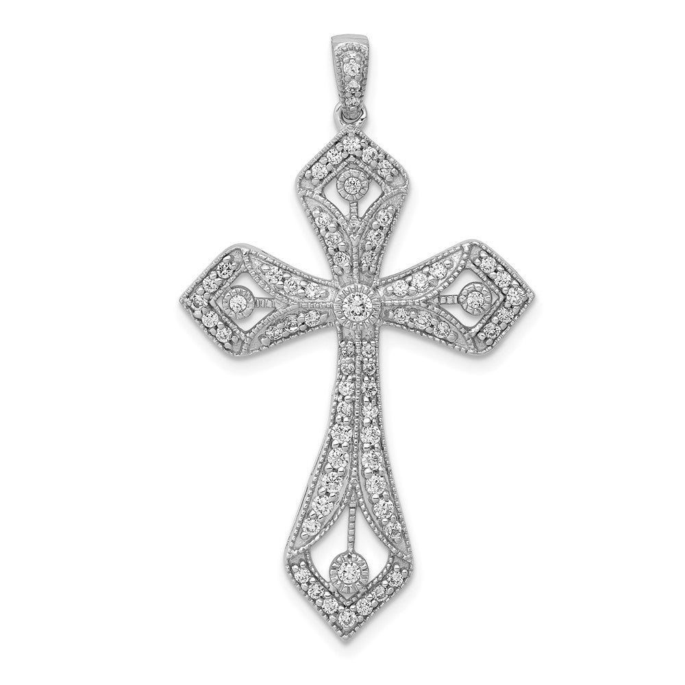 Image of ID 1 14k White Gold 5/8ct Real Diamond Passion Cross Pendant