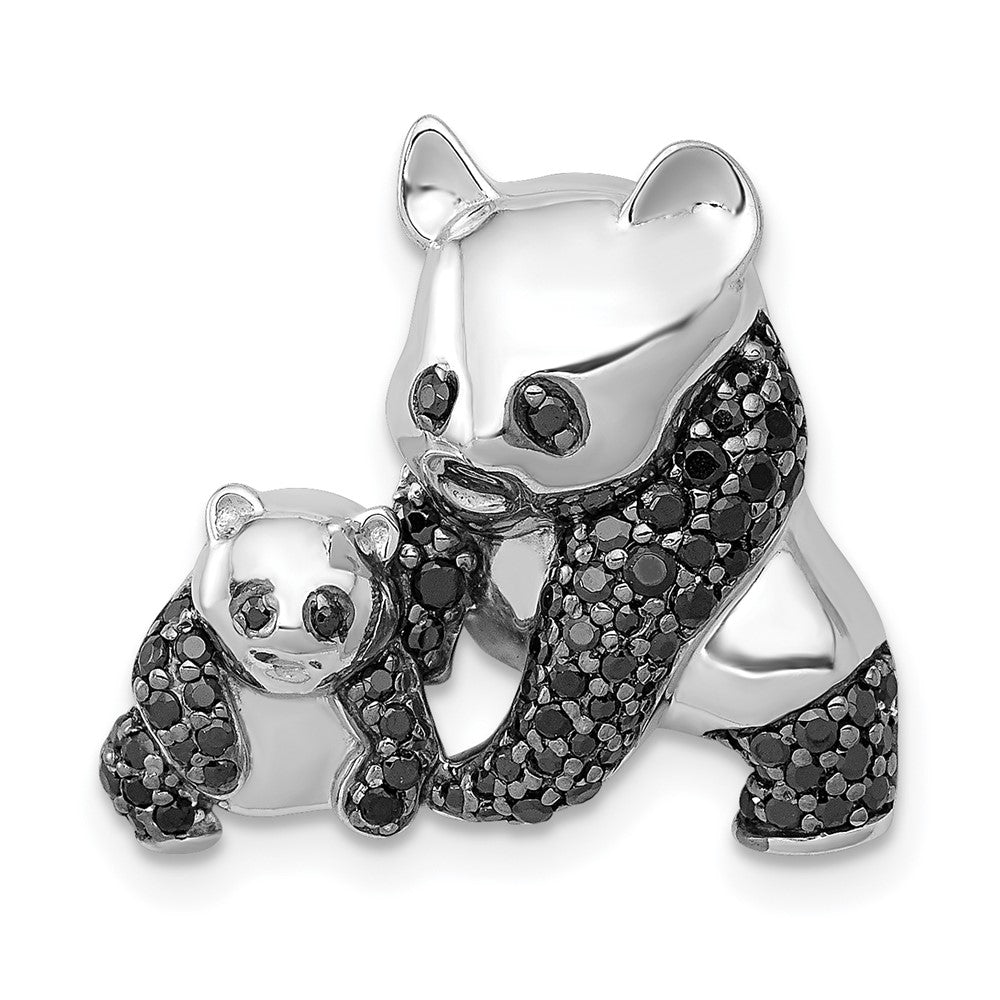 Image of ID 1 14k White Gold Black Real Diamond Pandas Pendant