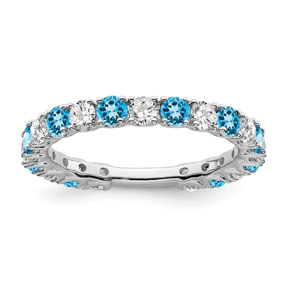 Image of ID 1 14k White Gold Blue Topaz and Real Diamond Band