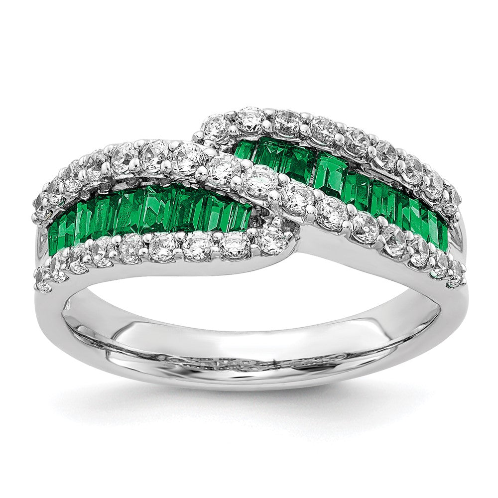 Image of ID 1 14k White Gold Emerald Real Diamond Ring