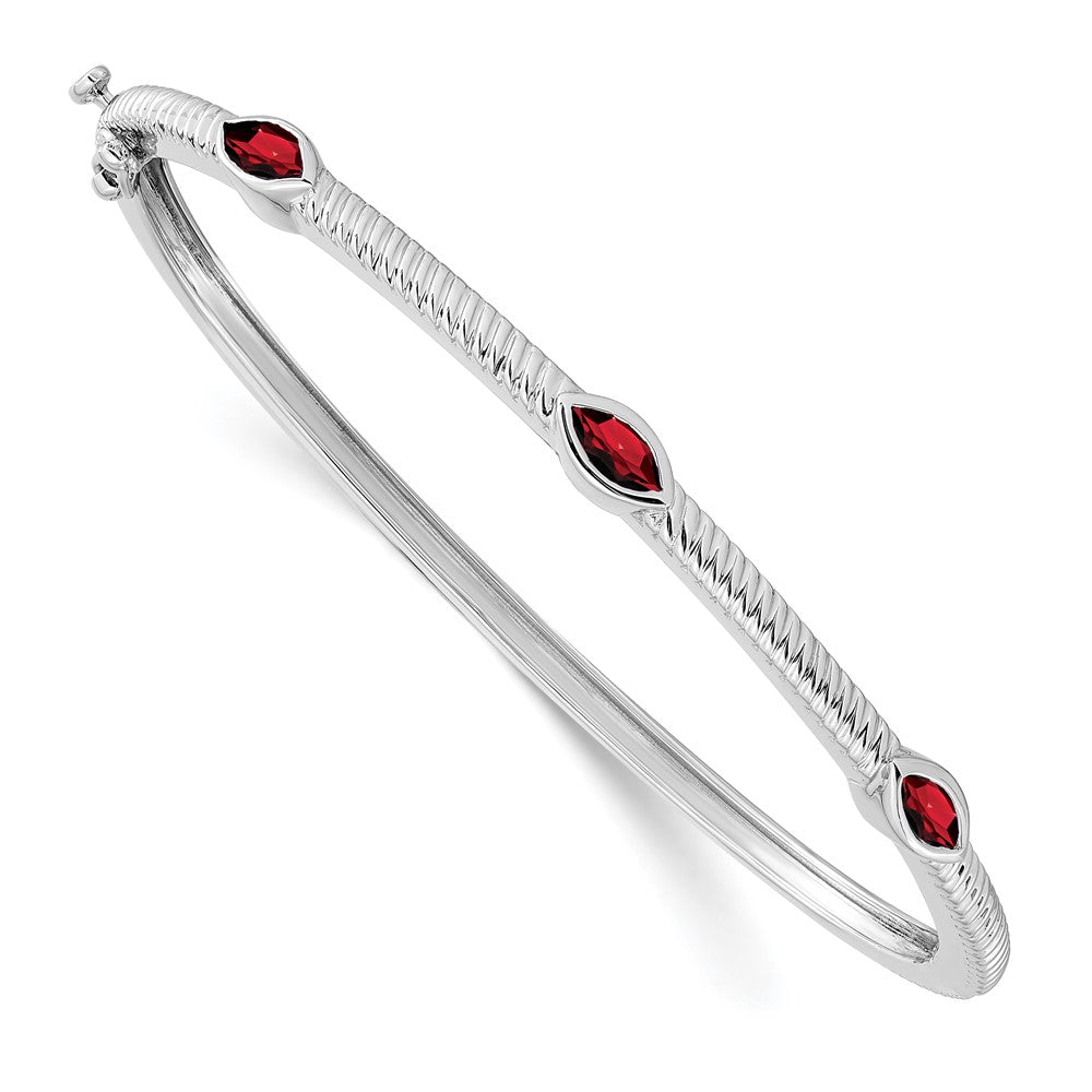 Image of ID 1 14k White Gold Marquise Garnet Bangle