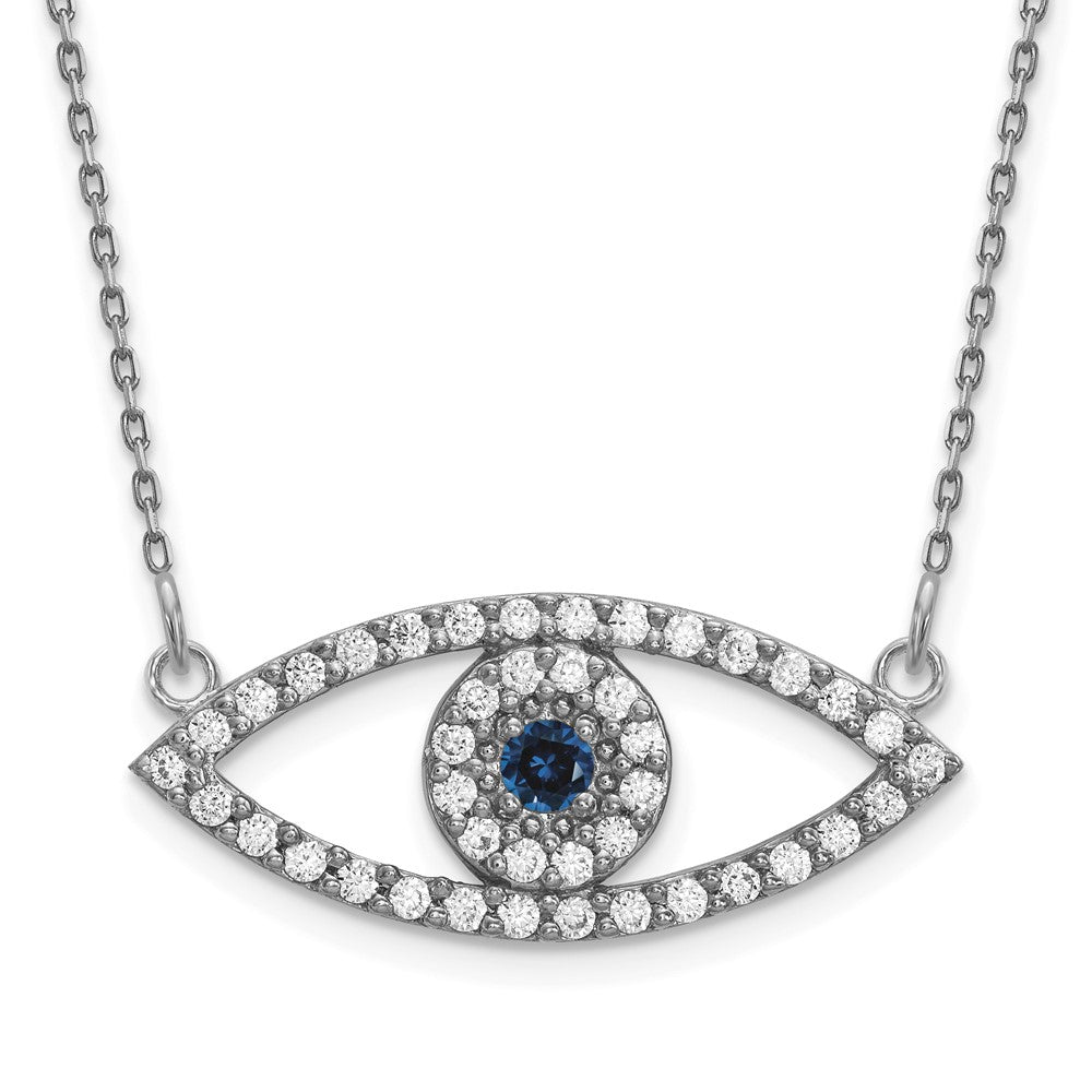 Image of ID 1 14k White Gold Medium Necklace Diamond and Sapphire Evil Eye
