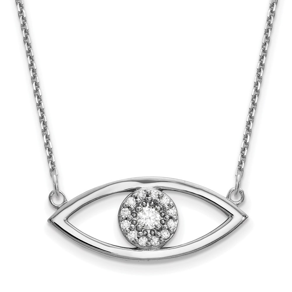 Image of ID 1 14k White Gold Medium Real Diamond Evil Eye Necklace