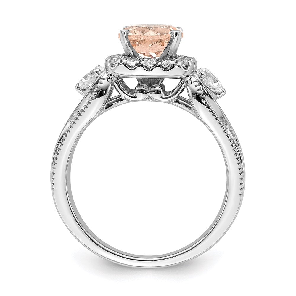 Image of ID 1 14k White Gold Morganite Real Diamond Halo Engagement Ring