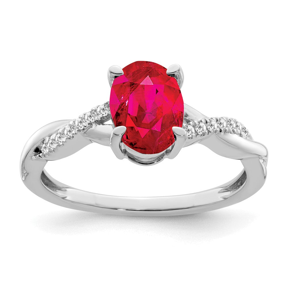 Image of ID 1 14k White Gold Oval Ruby and Real Diamond Ring