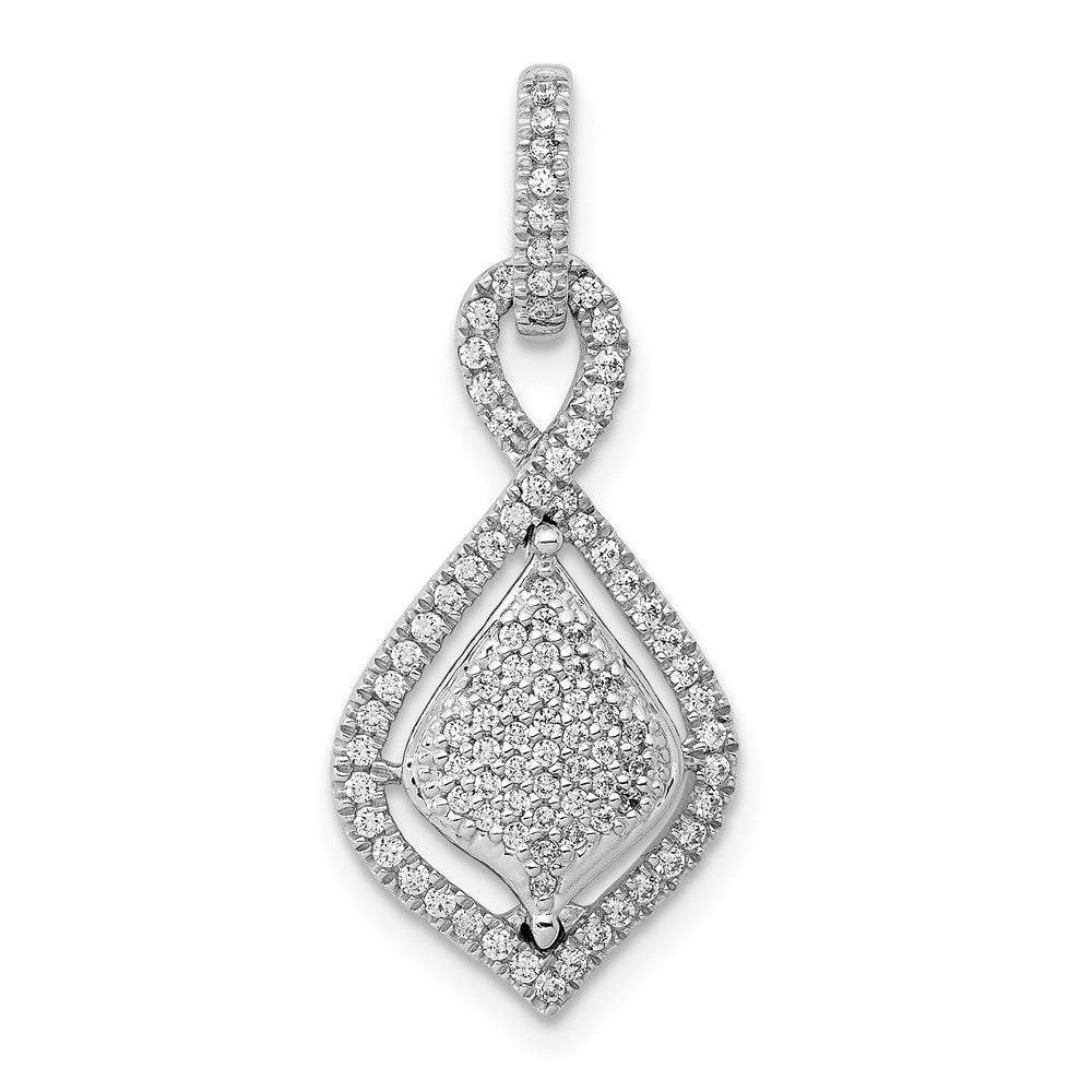 Image of ID 1 14k White Gold Pave 1/3ct Real Diamond Fancy Dangle Pendant