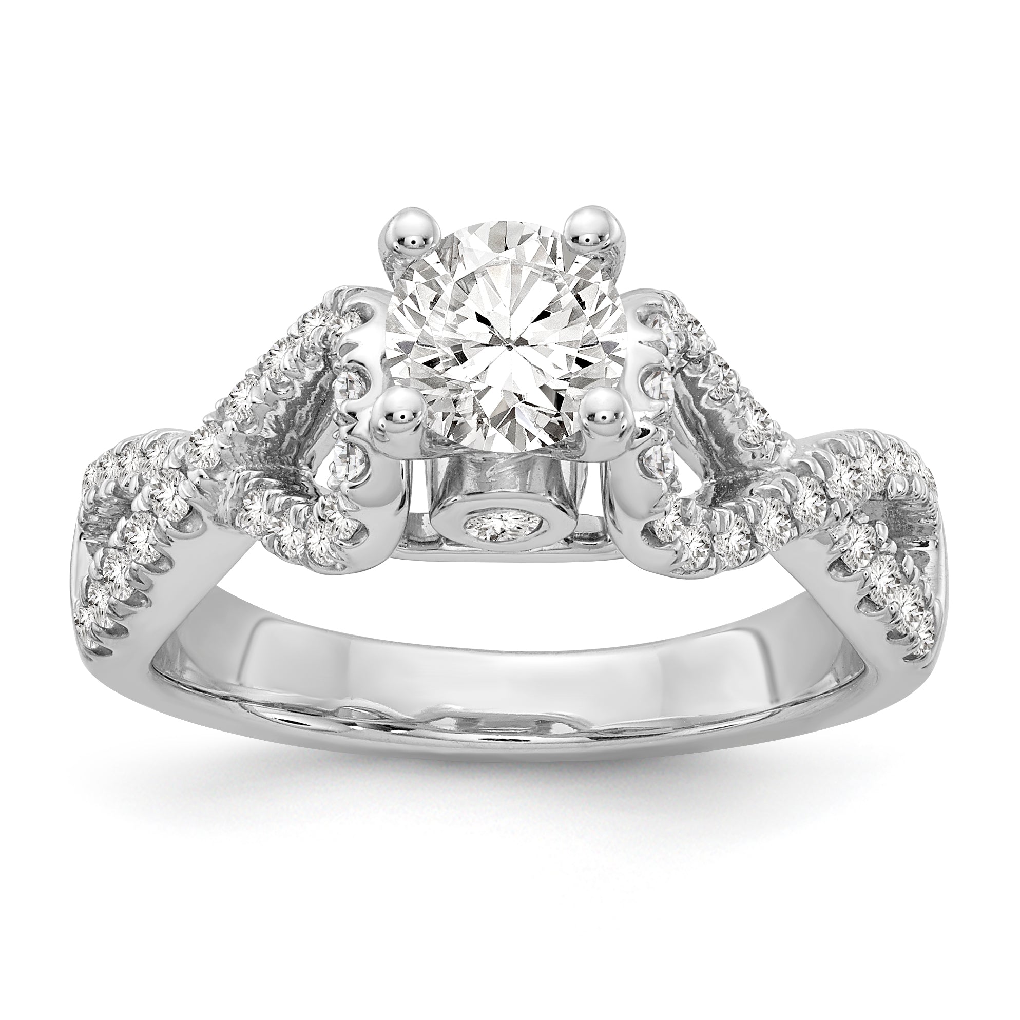 Image of ID 1 14k White Gold Peg Set Simulated Diamond Infinity Engagement Ring