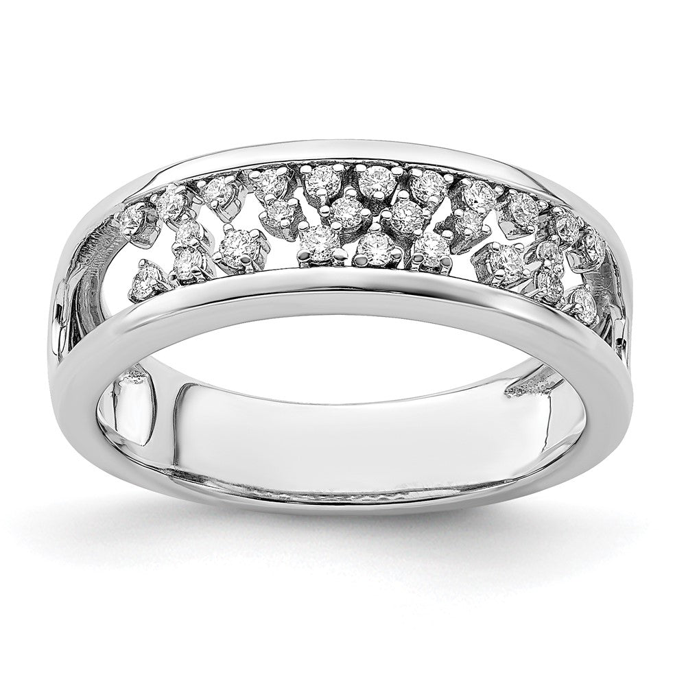Image of ID 1 14k White Gold Polished Fancy Real Diamond Band