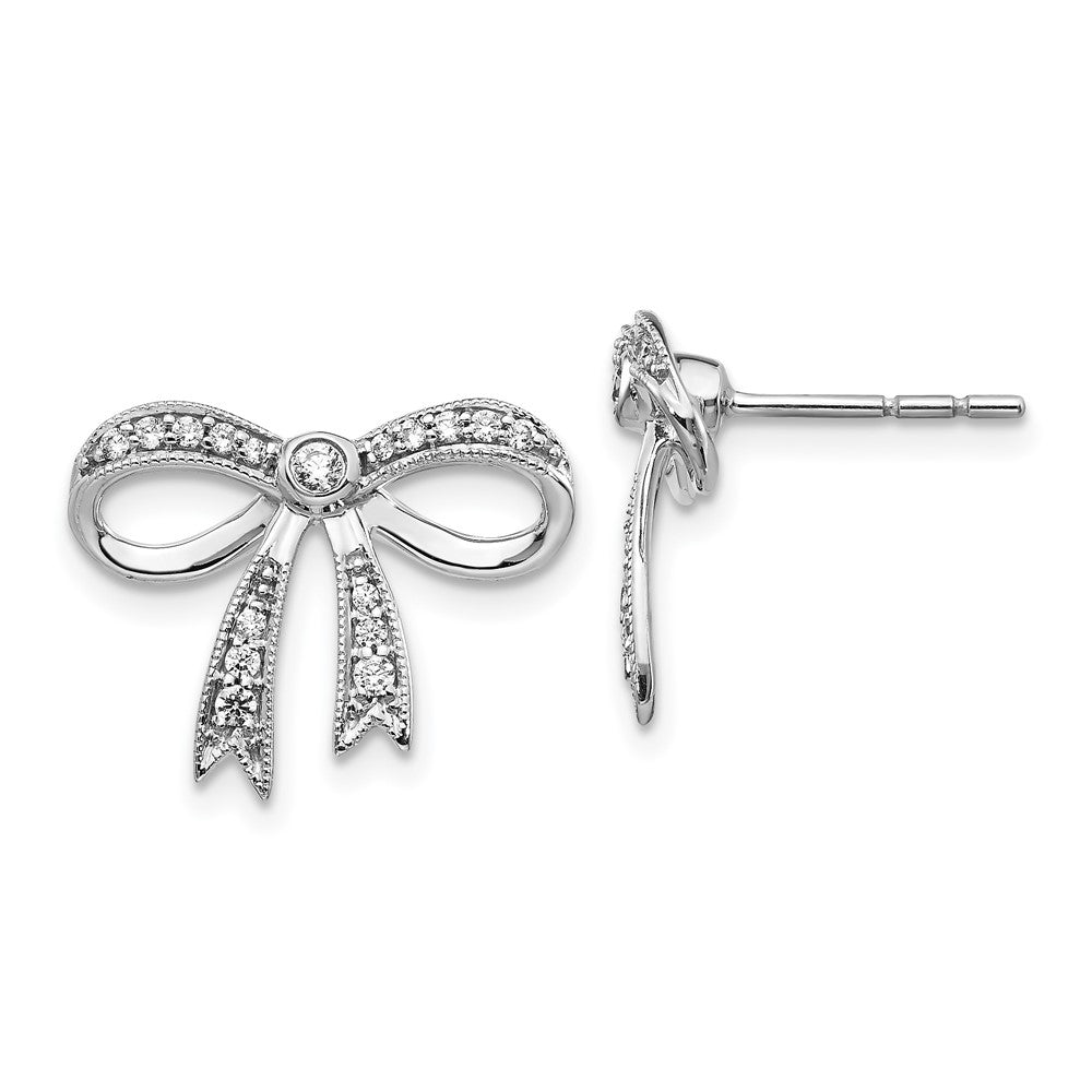 Image of ID 1 14k White Gold Real Diamond Bow Earrings