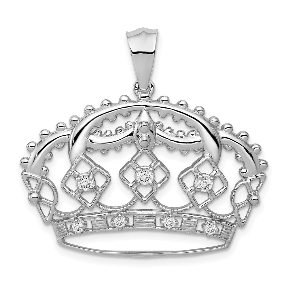 Image of ID 1 14k White Gold Real Diamond Crown Pendant