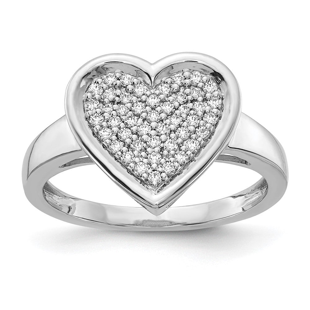 Image of ID 1 14k White Gold Real Diamond Fancy Heart Ring