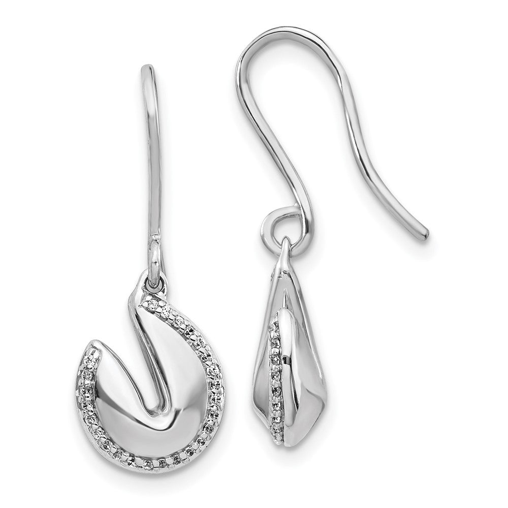 Image of ID 1 14k White Gold Real Diamond Fortune Cookie Earrings