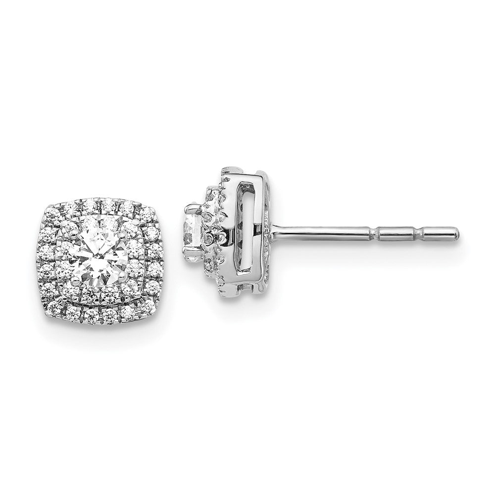 Image of ID 1 14k White Gold Real Diamond Halo Post Earrings