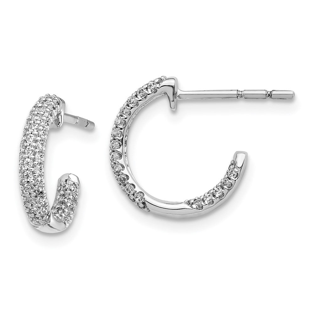 Image of ID 1 14k White Gold Real Diamond In/Out Hoop Post Earrings