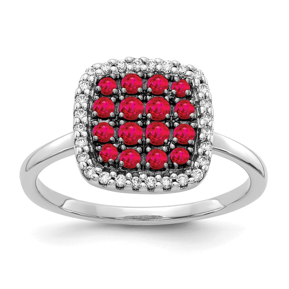 Image of ID 1 14k White Gold Real Diamond and Ruby Ring