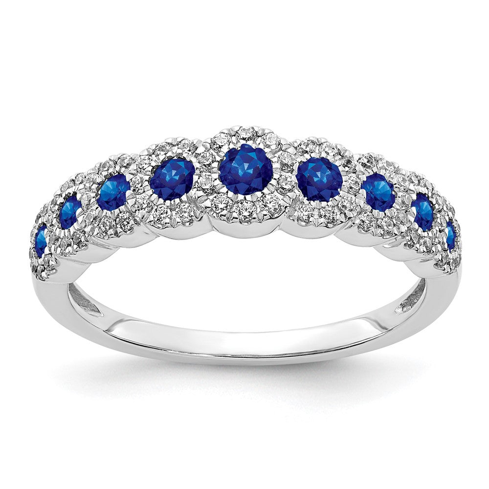 Image of ID 1 14k White Gold Real Diamond and Sapphire Polished Ring